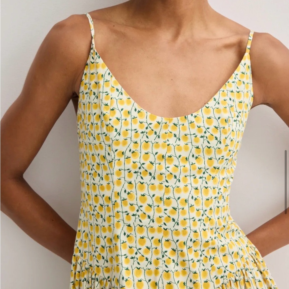 Staud Dena Yellow Lemon Print Maxi Dress - Size 10 - Picture 3 of 10